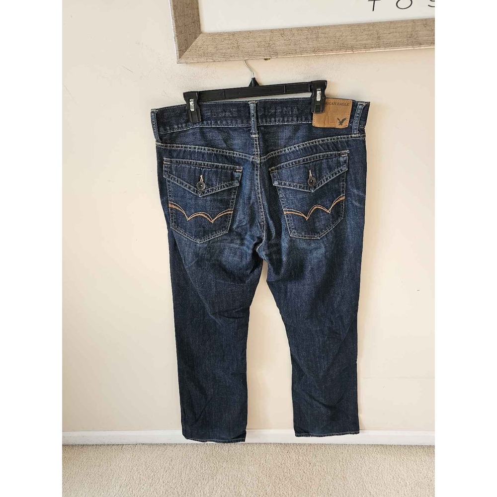 American Eagle Jeans Mens Low Rise Bootcut Dark Wash Denim 34x34 AEO - Picture 3 of 6
